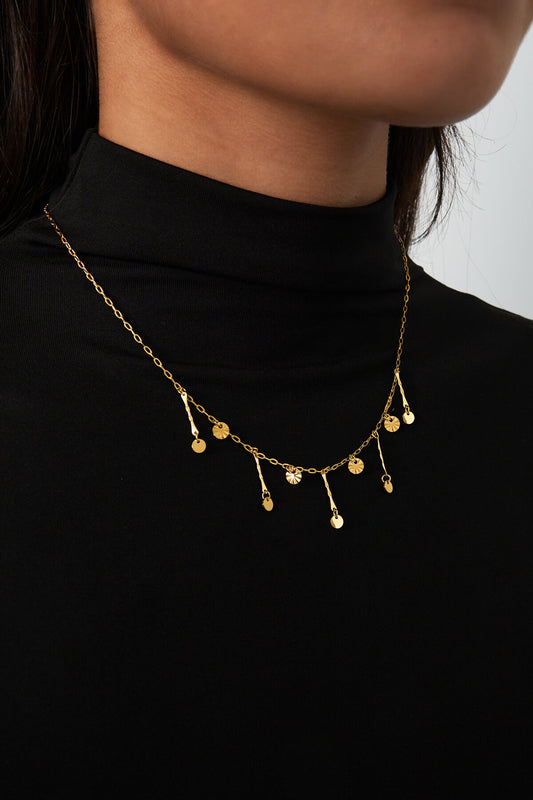 Elegant Irregular Shaped Pendant Necklace - Silver & Gold