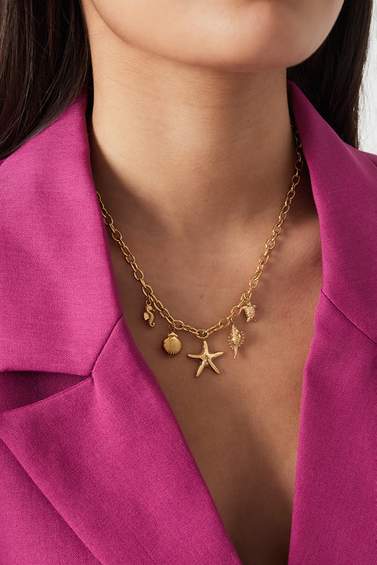 Elegant Gold Colored Stainless Steel Pendant Necklace