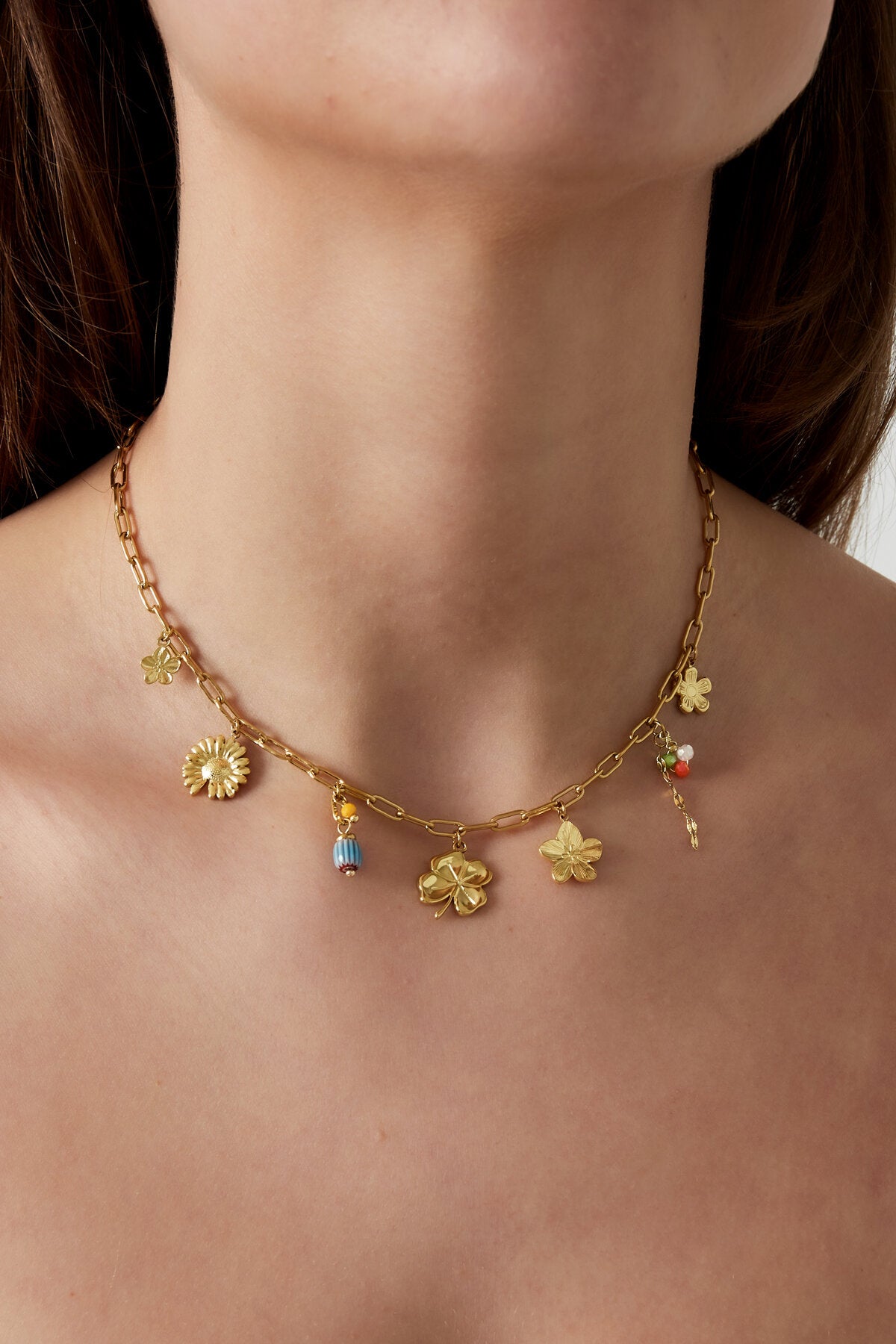 Elegant Gold Color Flower Pendant Necklace for Women
