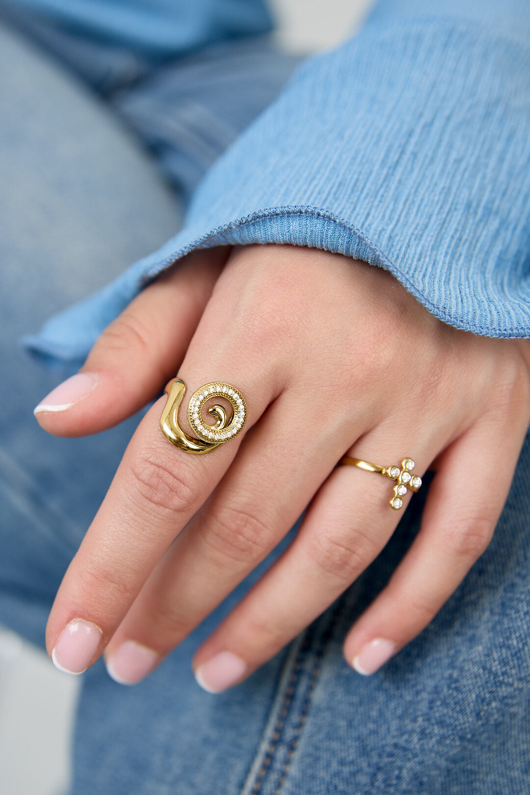 Adjustable Statement Ring in Silver & Gold Tones