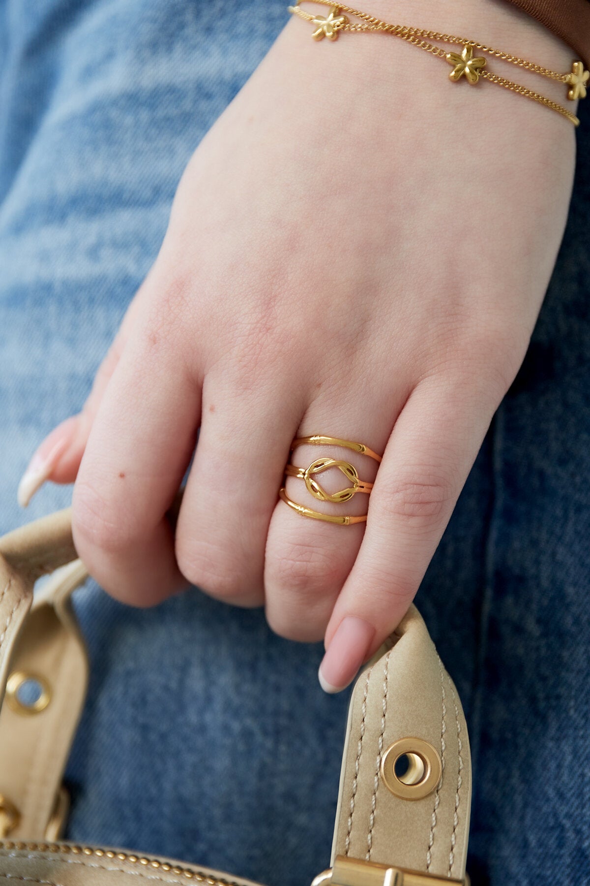Elegant Stainless Steel Statement Ring, Silver & Gold