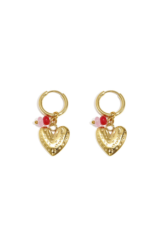 Stylish Gold Heart Drop Earrings for Women