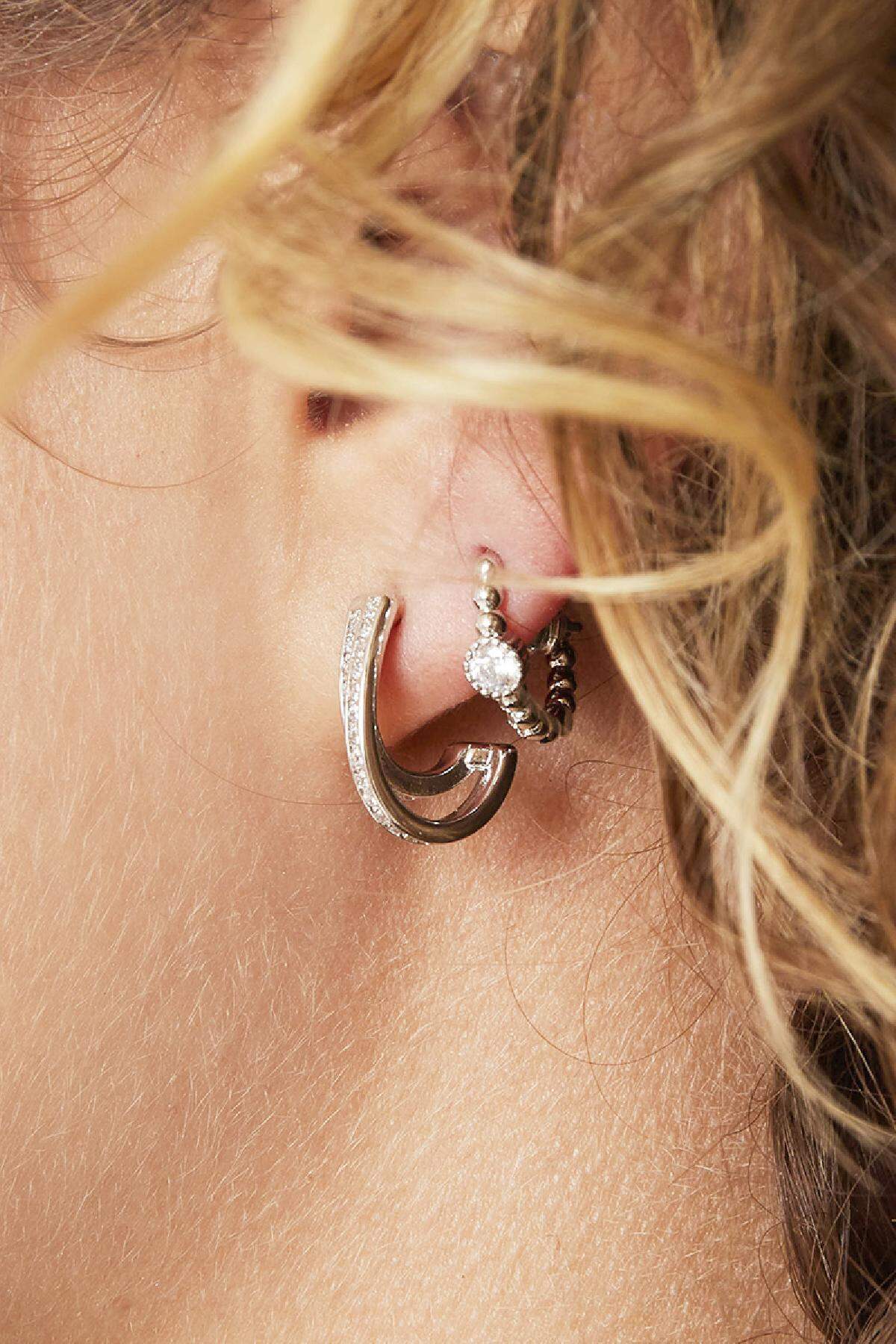 Stylish Rhinestone Copper Hoop Earrings
