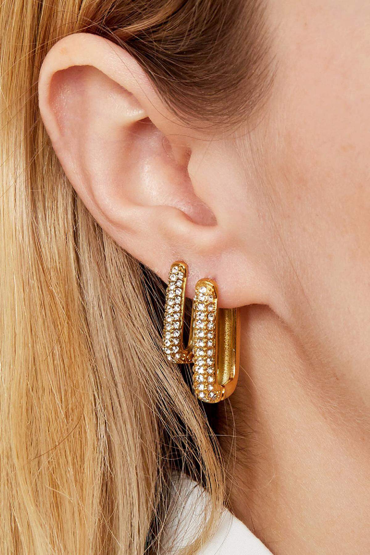 Stylish Stainless Steel Hoop Earrings with Zircon