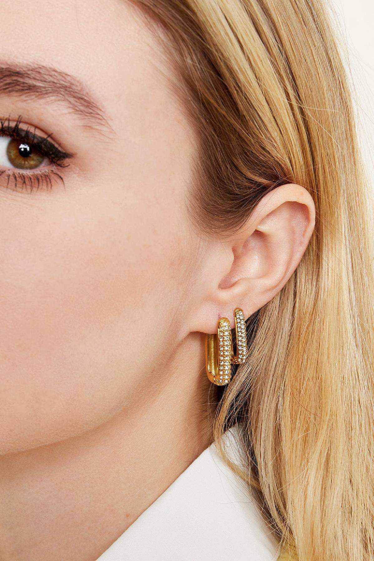 Stylish Stainless Steel Hoop Earrings with Zircon