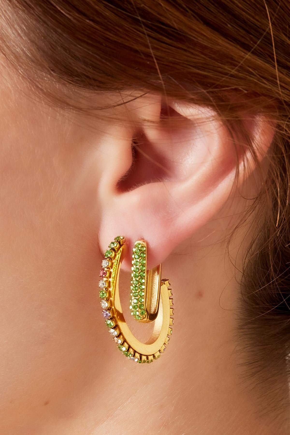 Stylish Stainless Steel Hoop Earrings with Zircon
