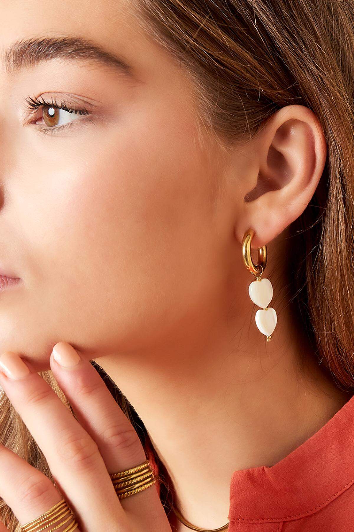 Elegant Silver & White Gold Shell Beads Earrings