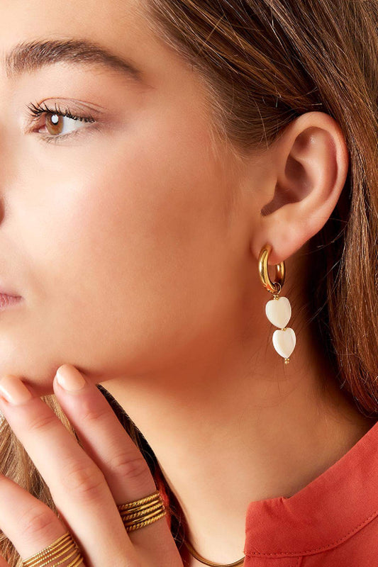 Elegant Silver & White Gold Shell Beads Earrings