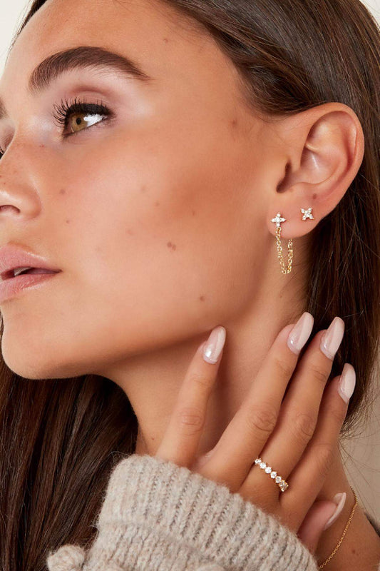 Elegant Rhinestone Stud Earrings in Silver & Gold