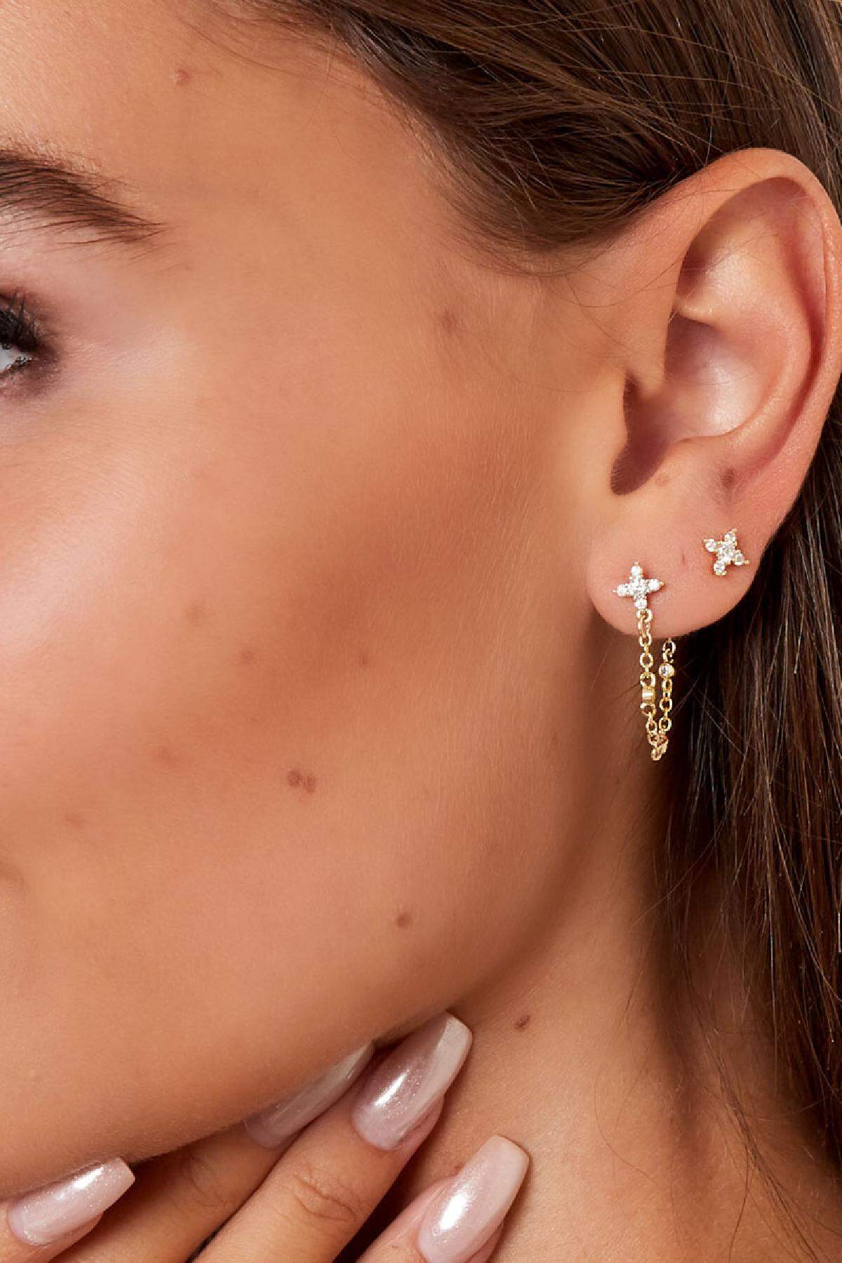 Elegant Rhinestone Stud Earrings in Silver & Gold