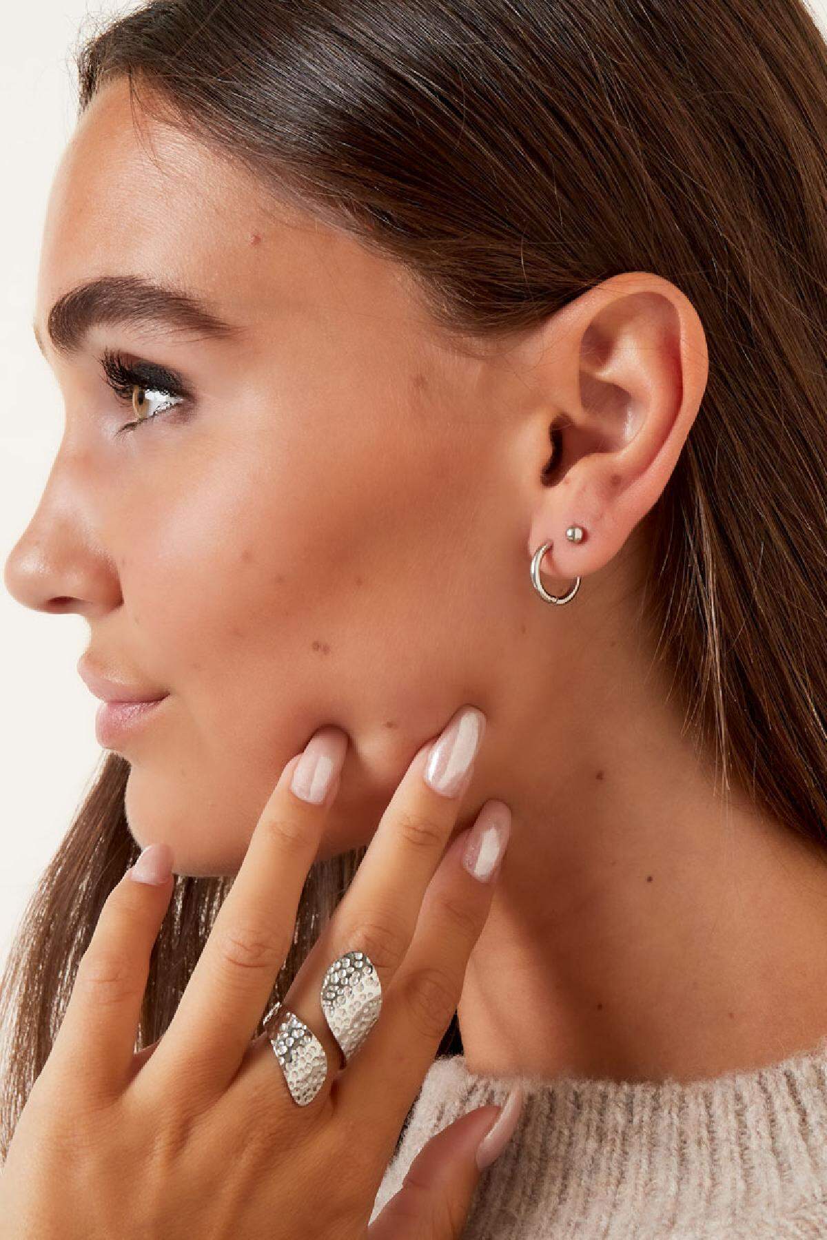 Stylish Stainless Steel Hoop Earrings - Silver & Gold