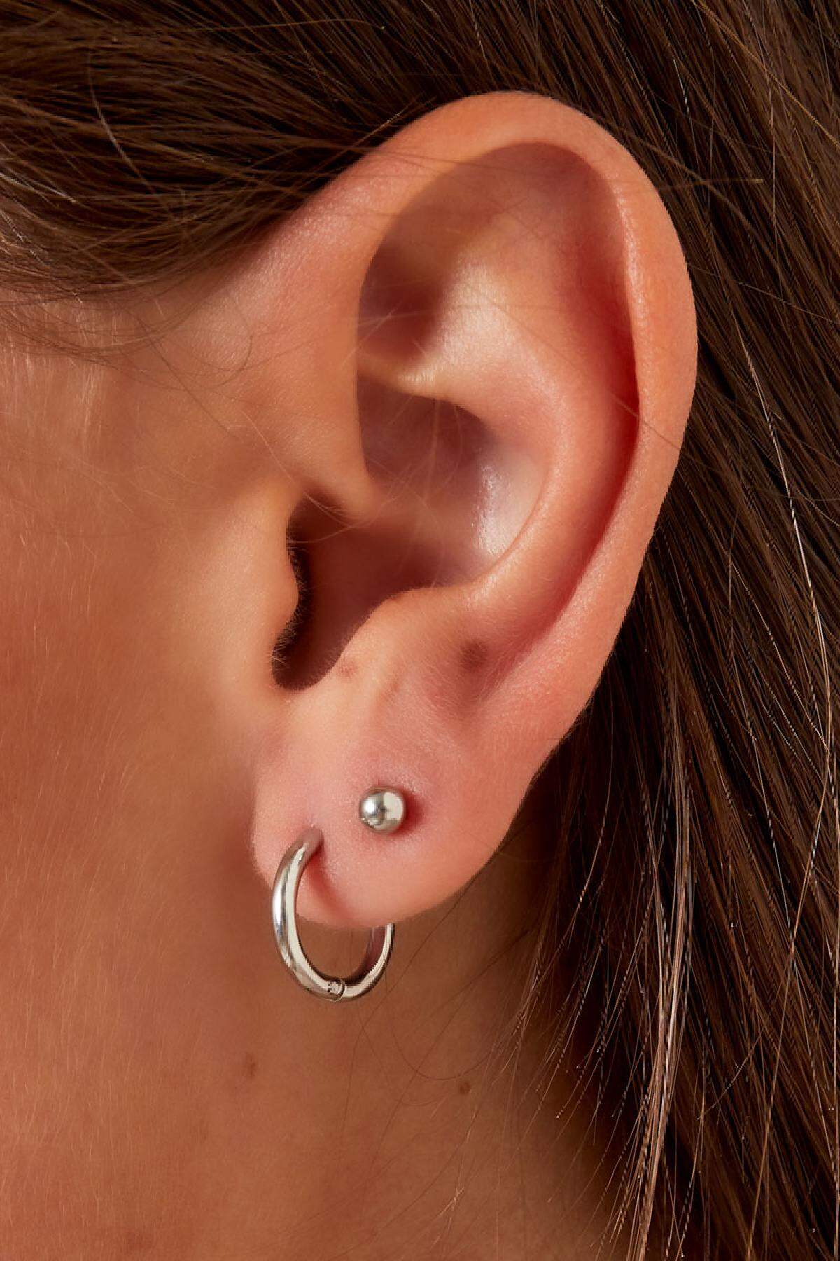 Stylish Stainless Steel Hoop Earrings - Silver & Gold
