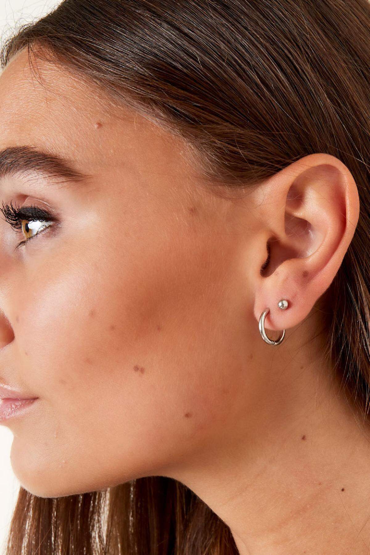 Stylish Stainless Steel Hoop Earrings - Silver & Gold
