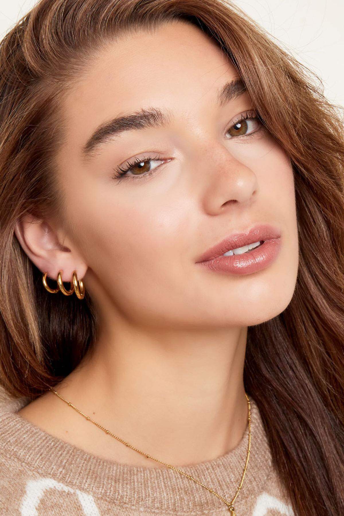 Elegant Stainless Steel Hoop Earrings - Silver & Gold