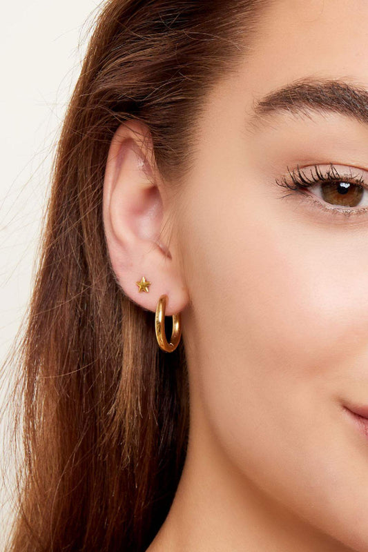 Elegant Stainless Steel Hoop Earrings - Silver & Gold