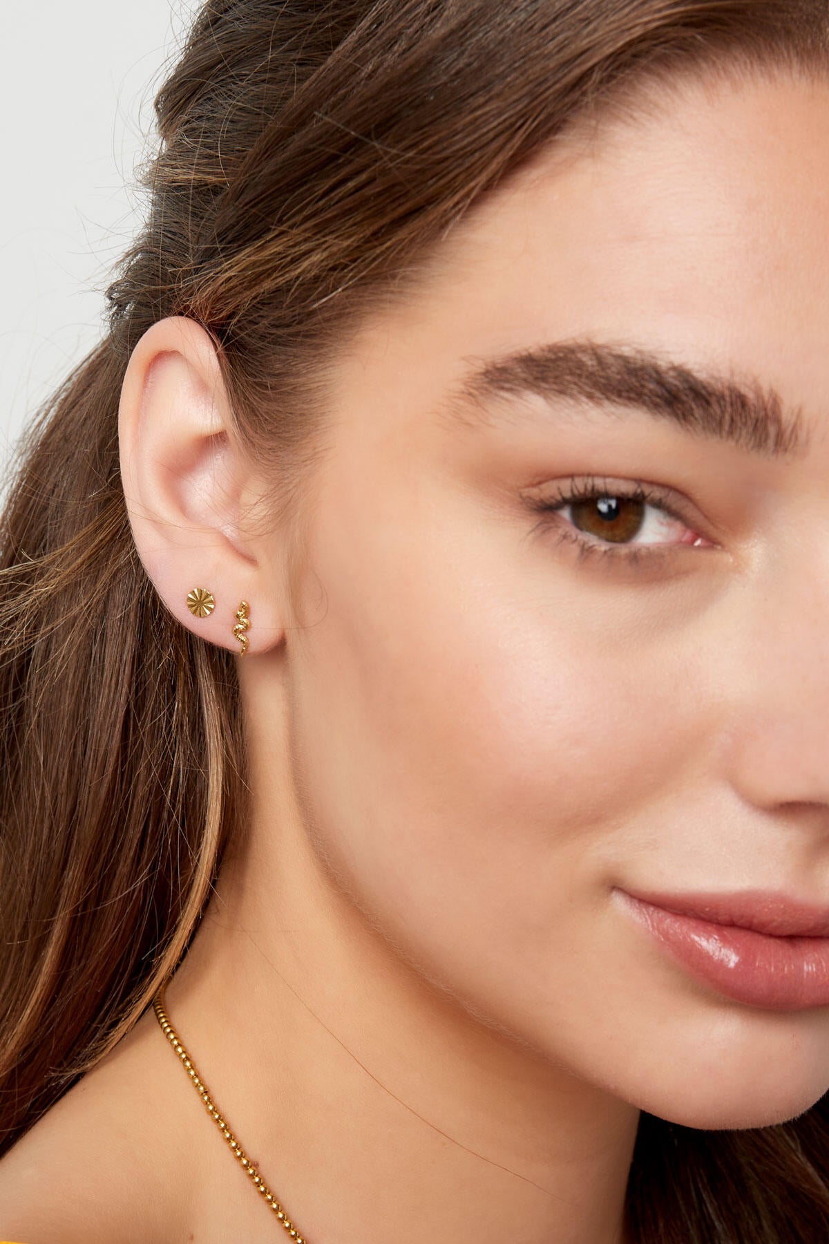 Stylish Mini Stainless Steel Stud Earrings - Silver & Gold