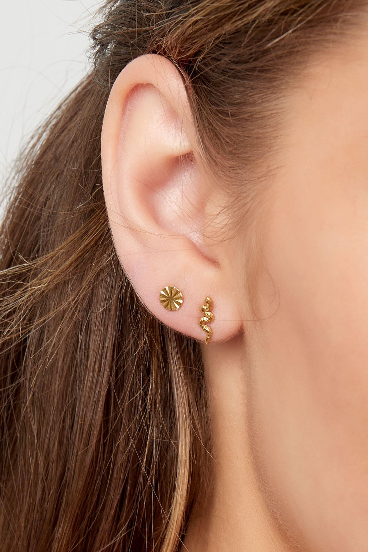 Stylish Mini Stainless Steel Stud Earrings - Silver & Gold
