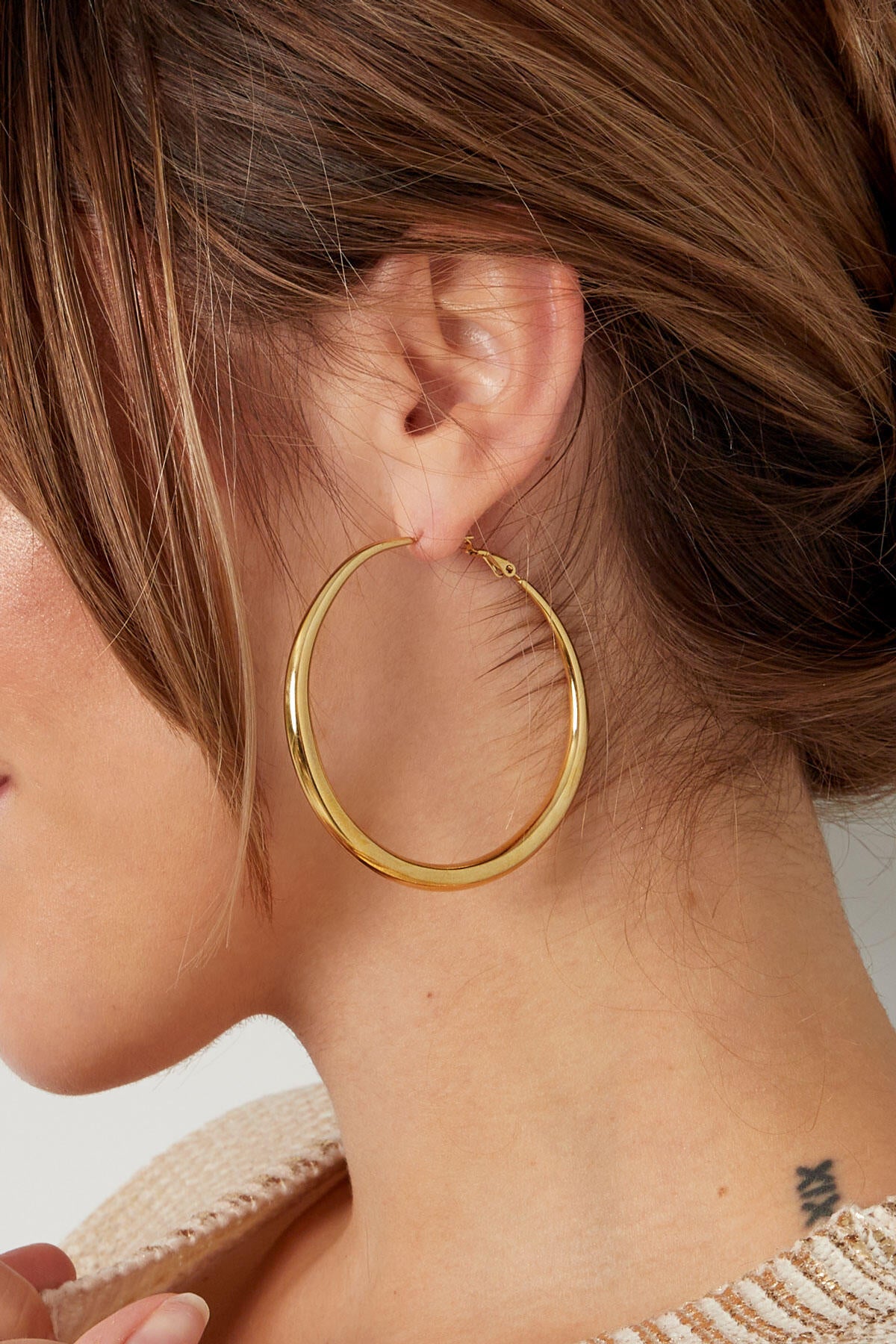 Elegant Stainless Steel Hoop Earrings - Silver & Gold