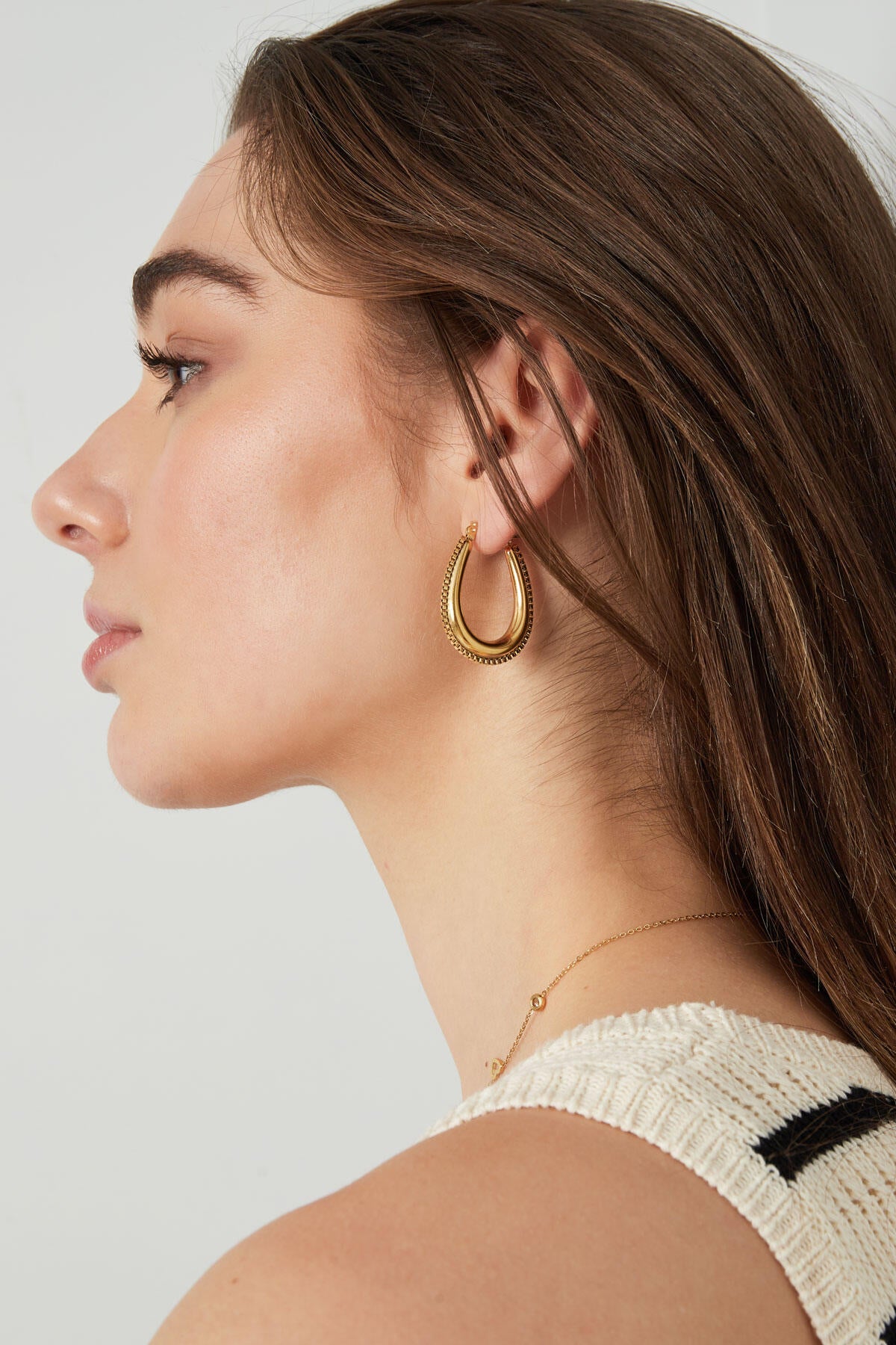 Stylish Stainless Steel Hoop Earrings - Silver & Gold