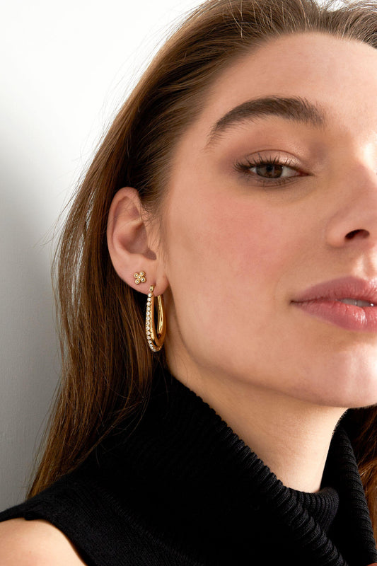 Stylish Statement Hoop Earrings in Silver & Gold