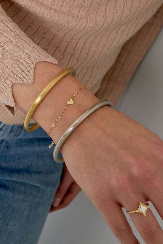 Klassieke armband met hartjes - roestvrij staal
