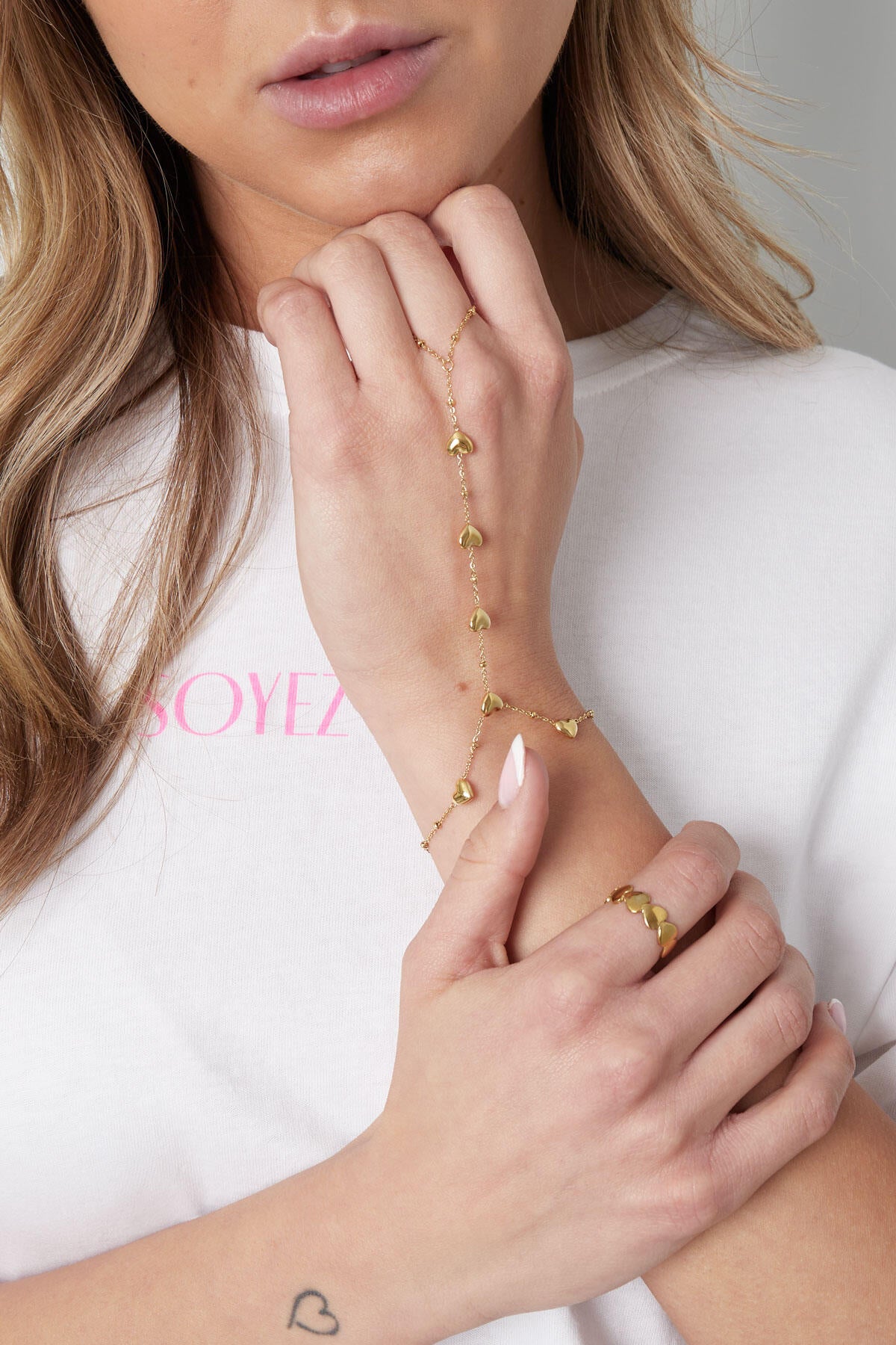 Elegant Hand Chain Bracelet in Silver & Gold
