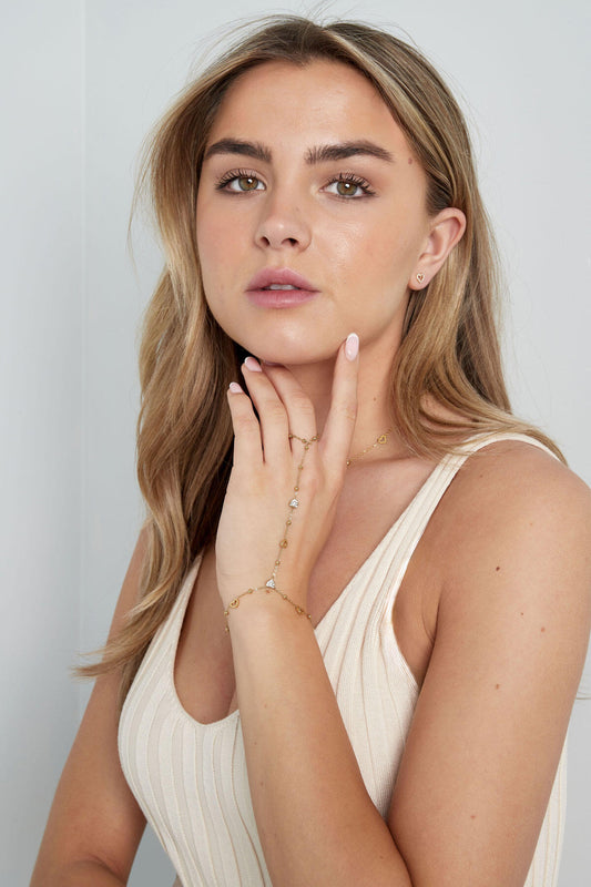 Elegant Hand Chain in Silver & Gold