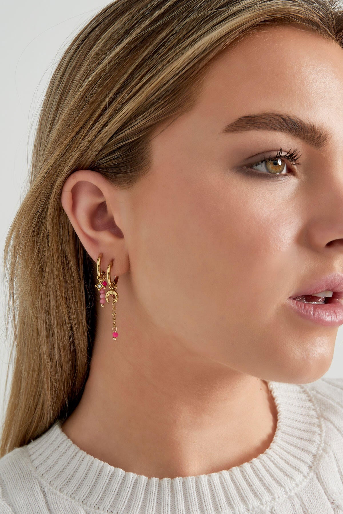 Stylish Pink & Green Bead Earrings for Summer