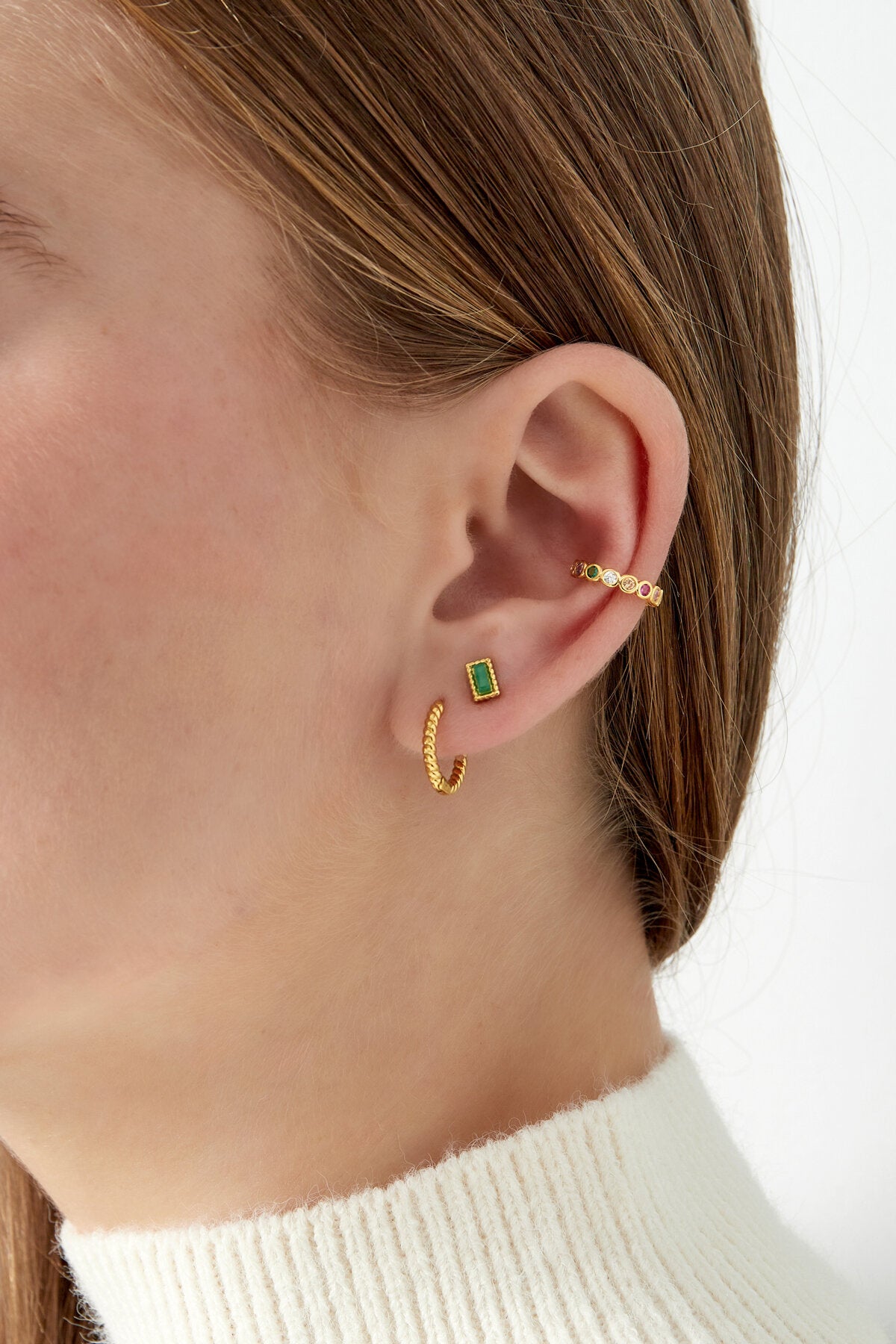Stylish Geometric Ear Cuff in Silver & Gold
