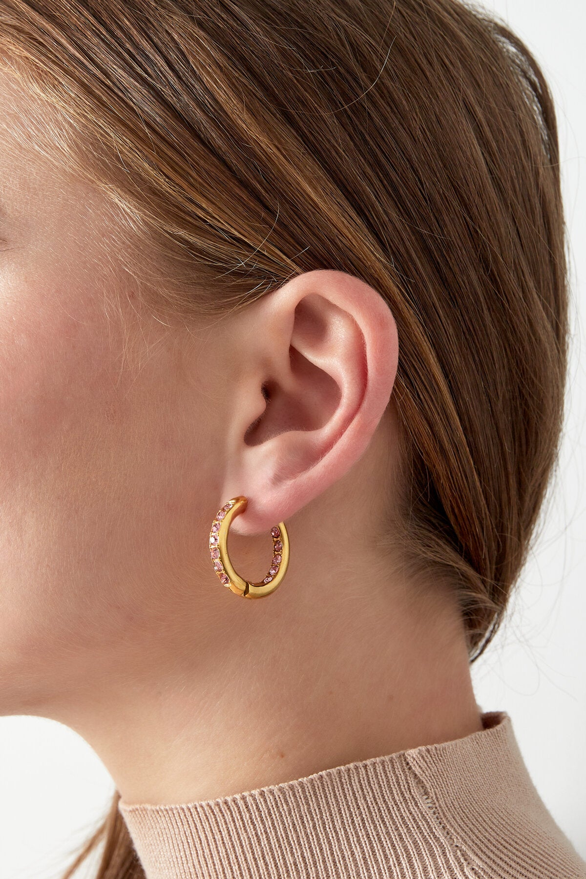Stylish Pink, Green, Gold Hoop Earrings for Trendsetters