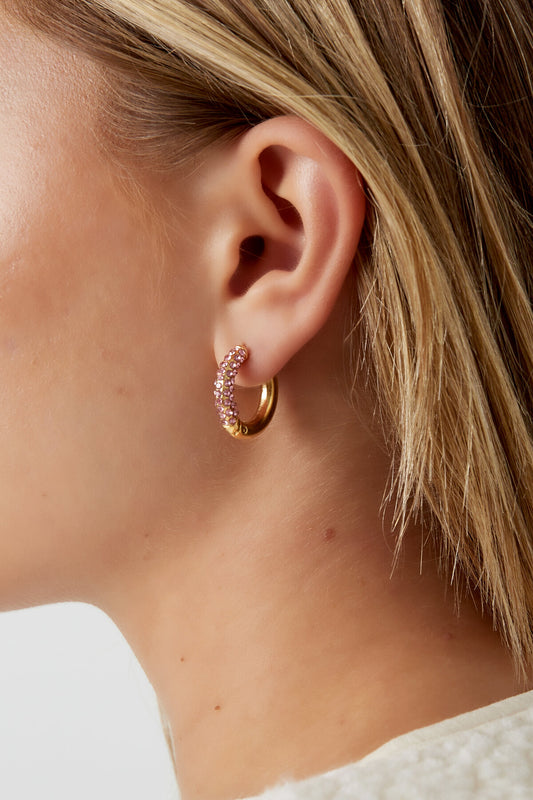 Stylish Pink, Green, and Gold Hoop Earrings for Women