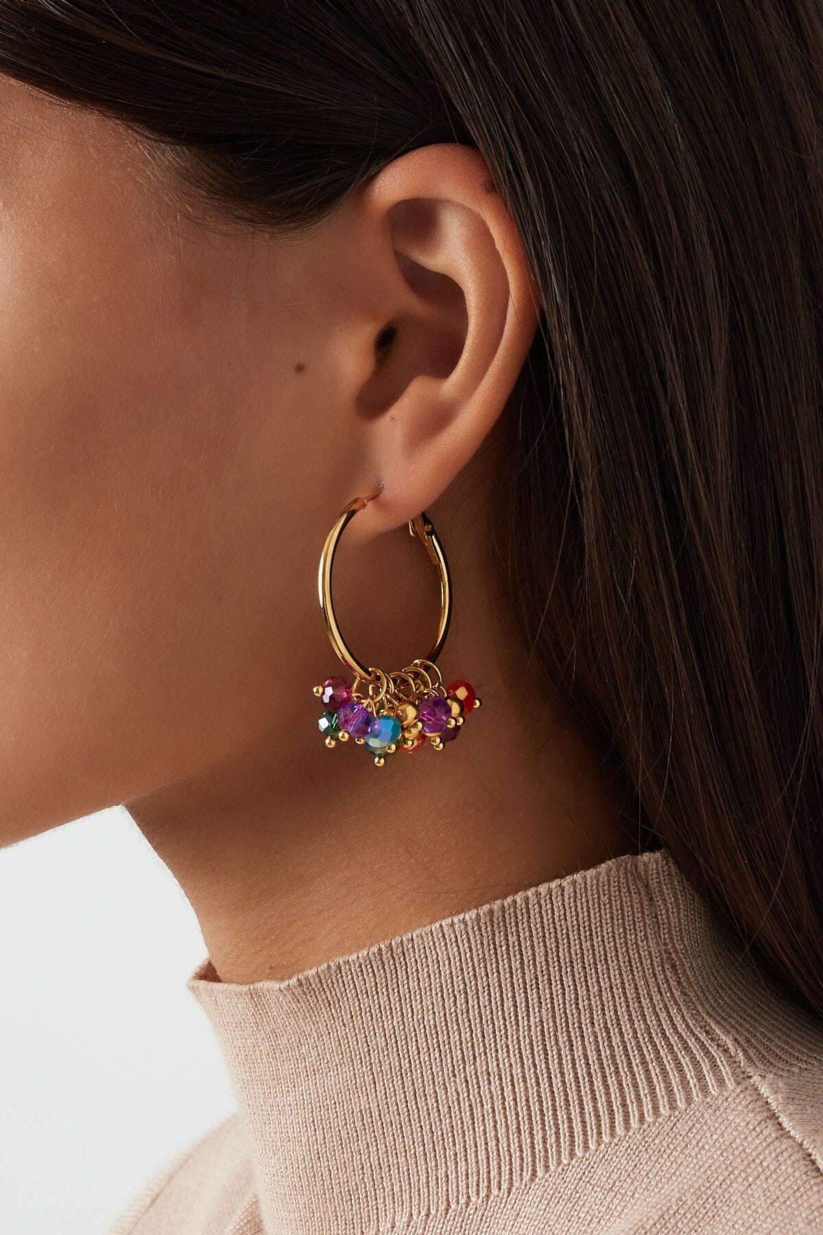 Stylish Multicolor Stainless Steel Hoop Earrings
