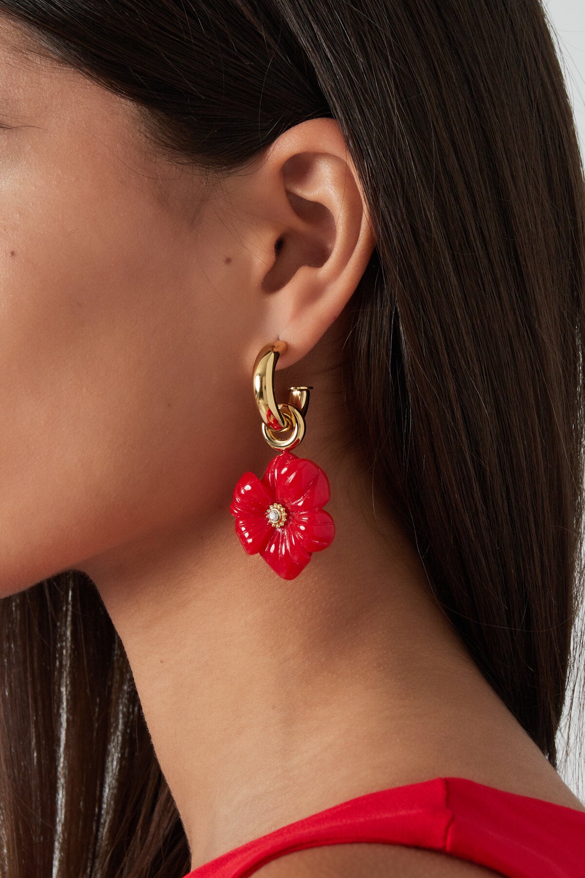 Elegant Red and Black Statement Drop Earrings