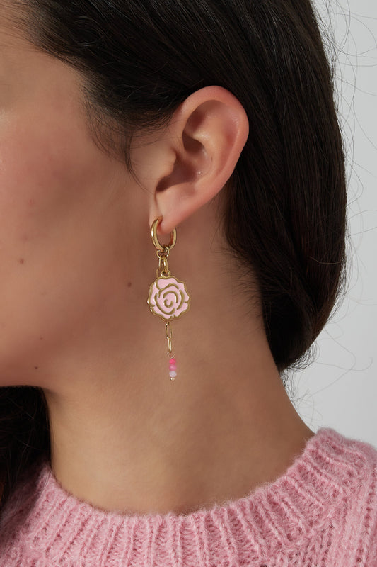 Elegant Pink & Red Statement Drop Earrings