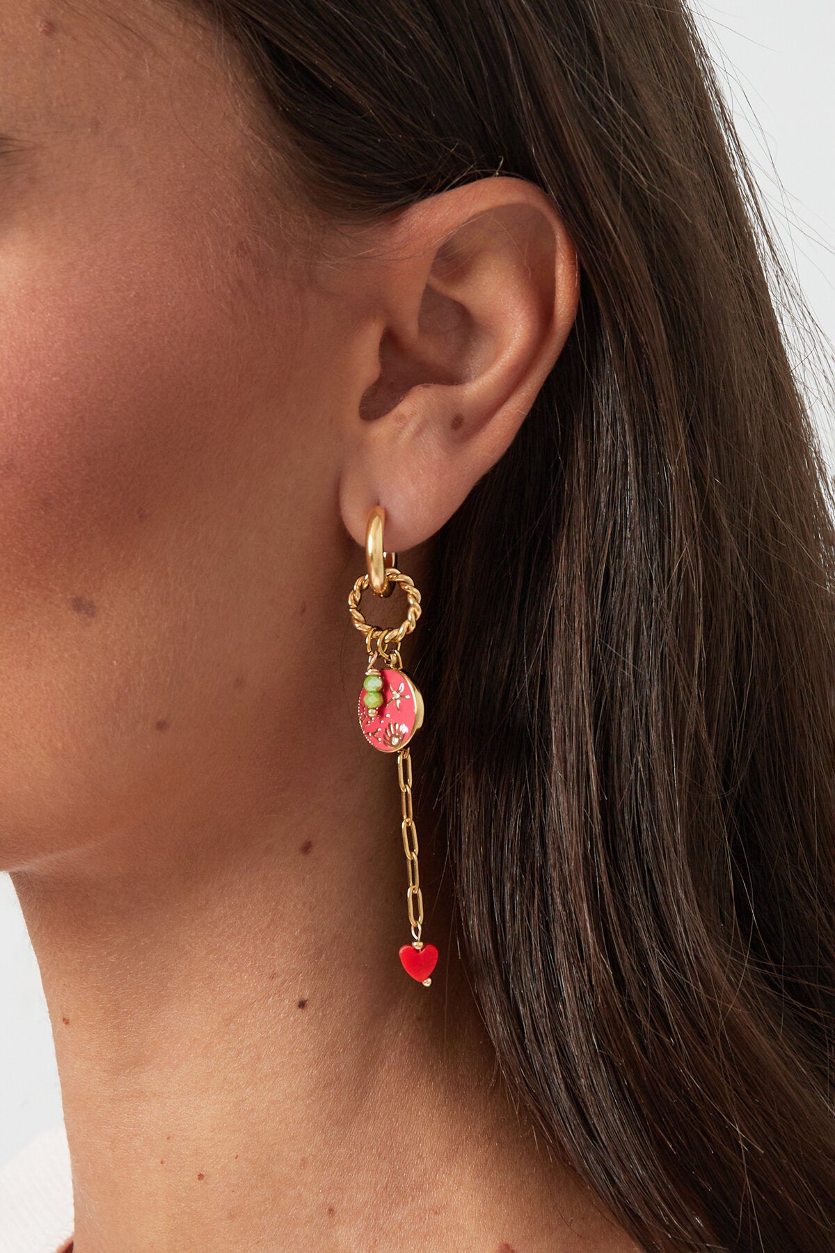 Elegant Pink Drop Earrings in 304S Steel