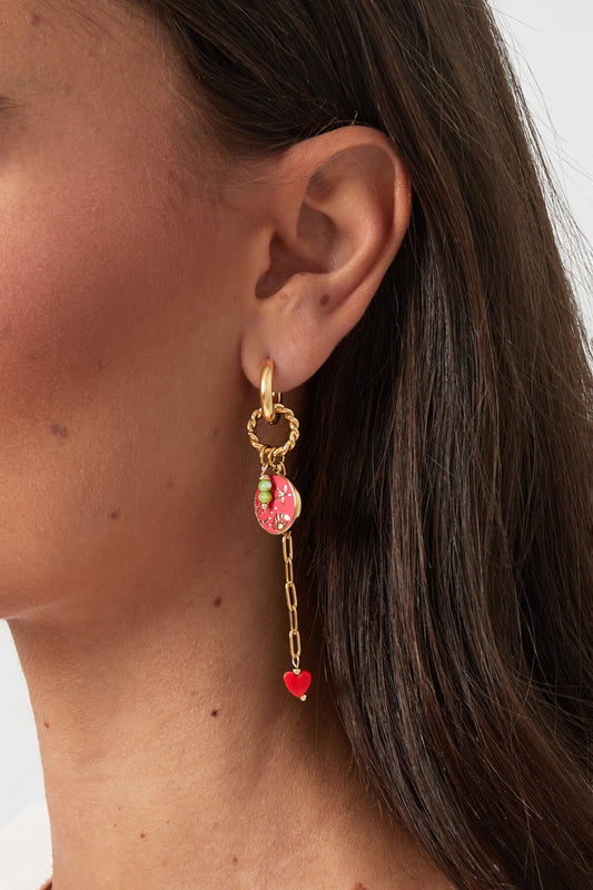 Elegant Pink Drop Earrings in 304S Steel