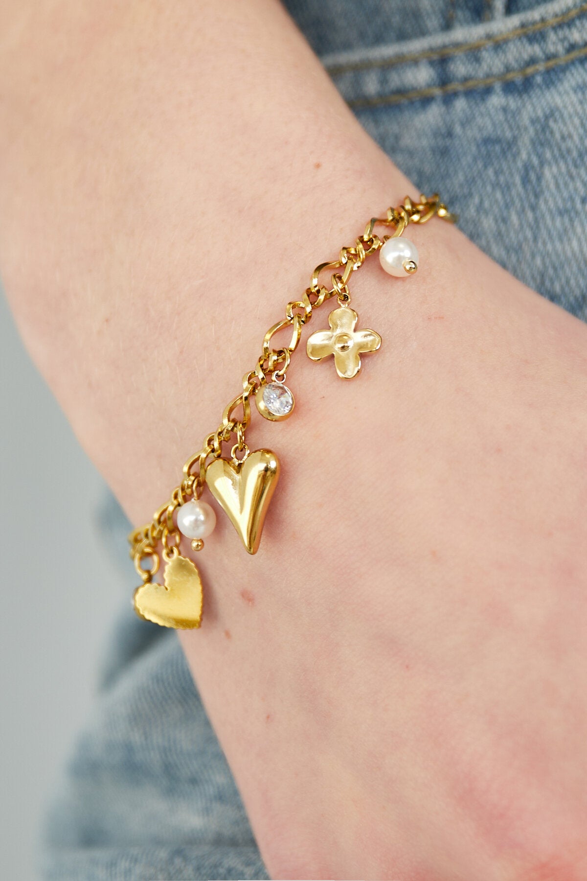 Elegant Gold-Toned Charm Bracelet for Women