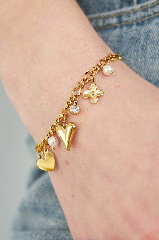Elegant Gold-Toned Charm Bracelet for Women