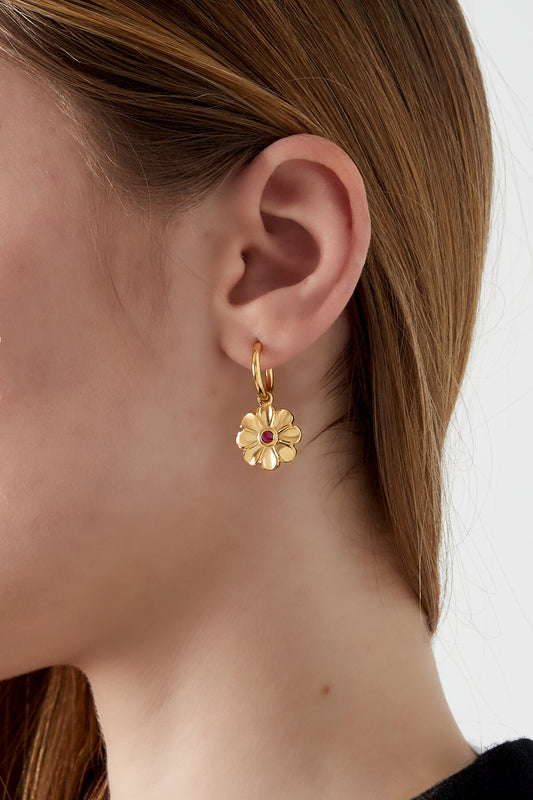 Elegant Flower Drop Earrings in Silver and Gold