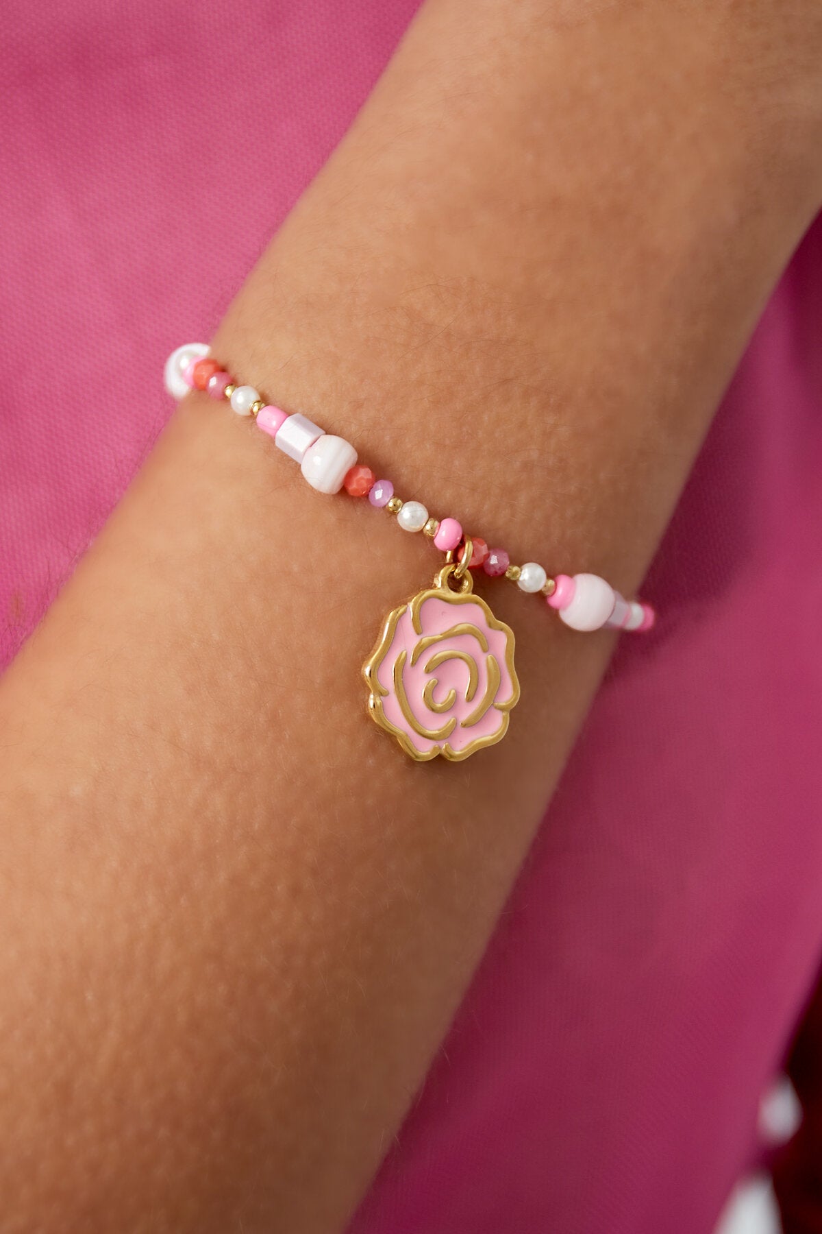 Chic Pink Beaded Bracelet in 304S Steel