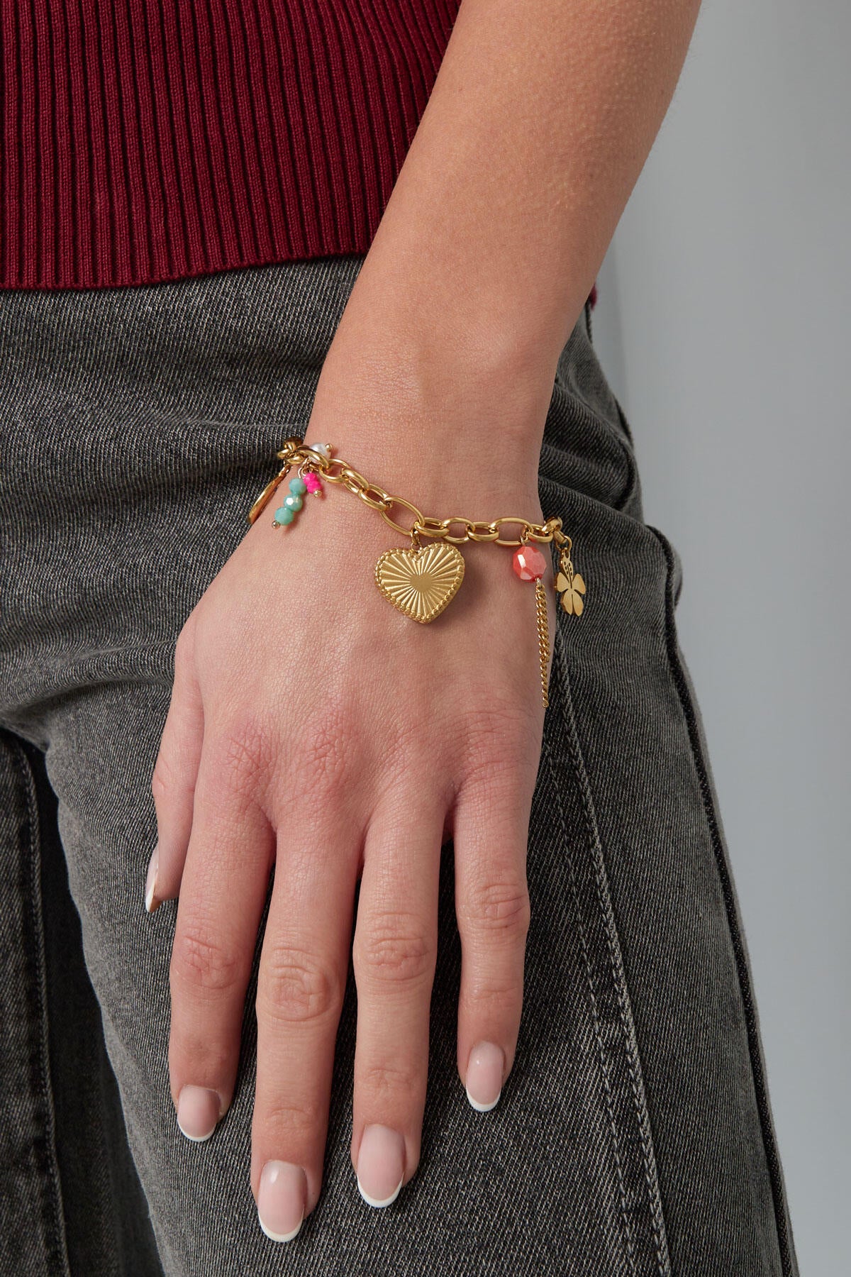 Elegant Statement Charm Bracelet in Silver & Gold