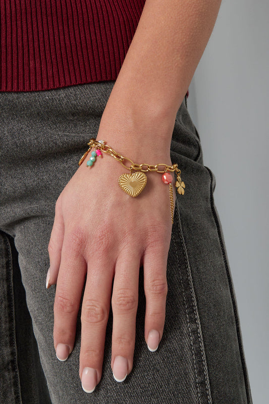 Elegant Statement Charm Bracelet in Silver & Gold