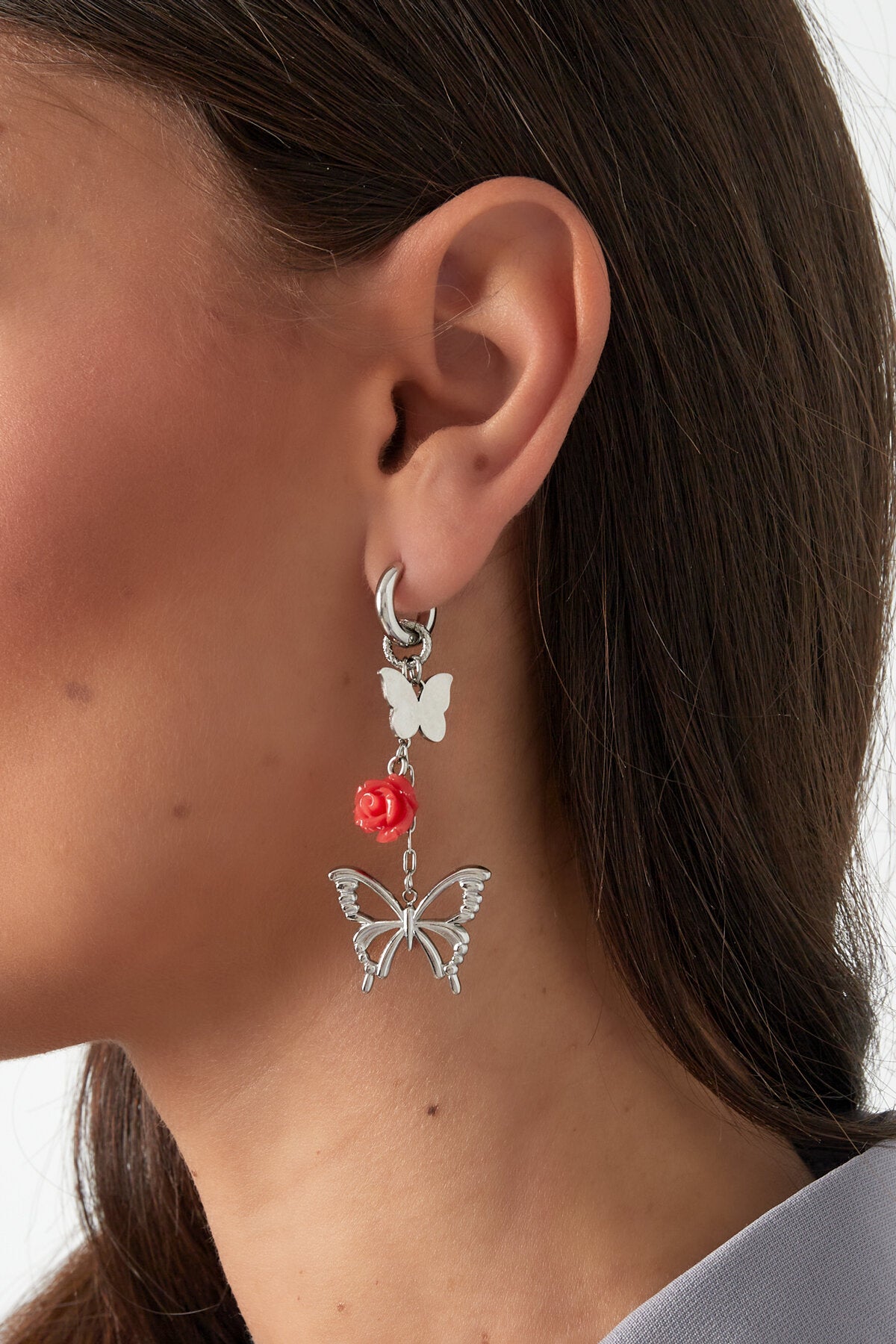 Stylish Drop Earrings in Silver & Gold