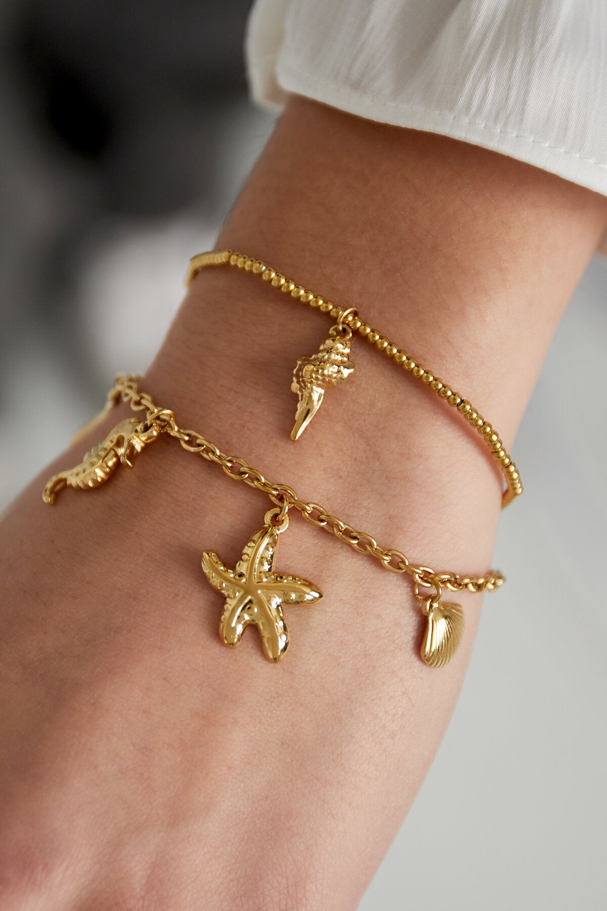 Elegant Stainless Steel Charm Bracelet - Silver & Gold