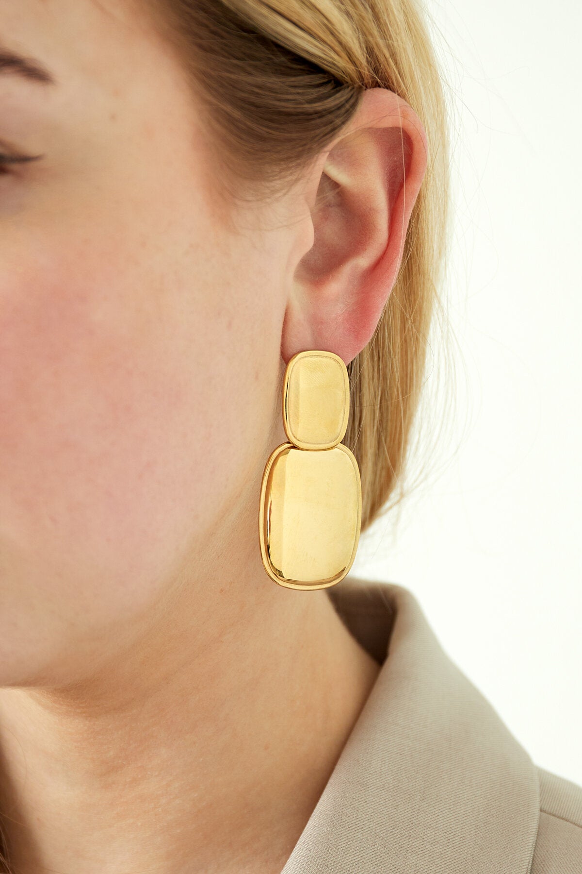 Stylish Drop Earrings in Silver, Gold, and Two-Tone
