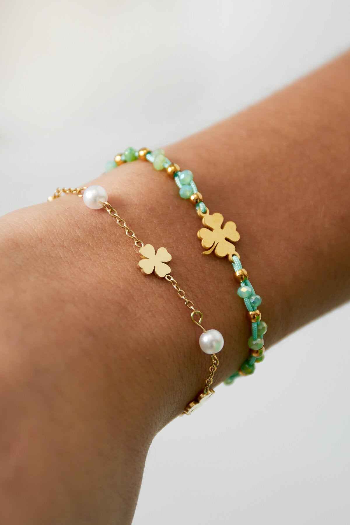 Stylish Stainless Steel Clover Charm Bracelet