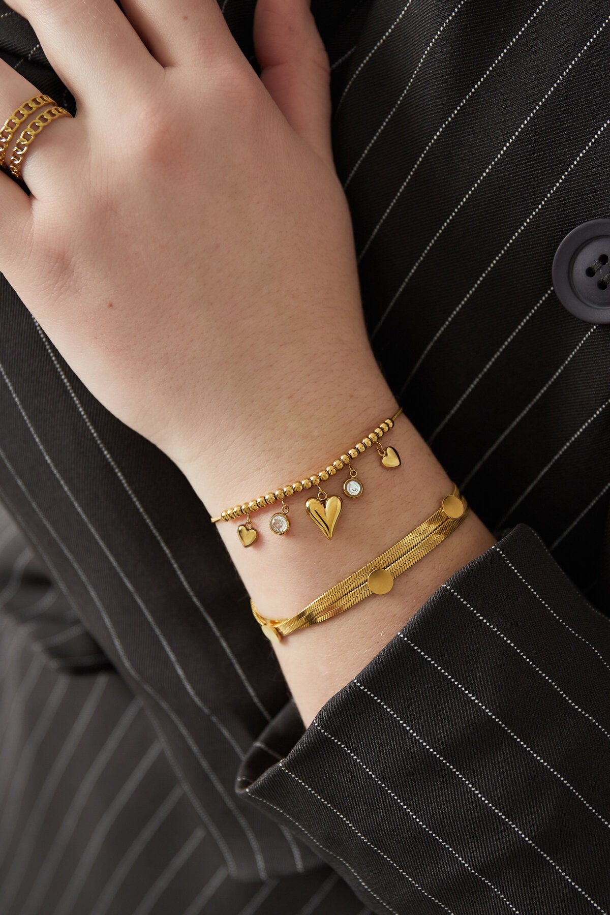 Elegant Stainless Steel Charm Bracelets in Silver & Gold