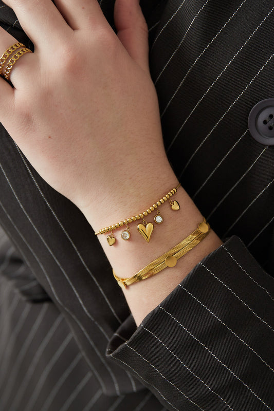 Elegant Stainless Steel Charm Bracelets in Silver & Gold