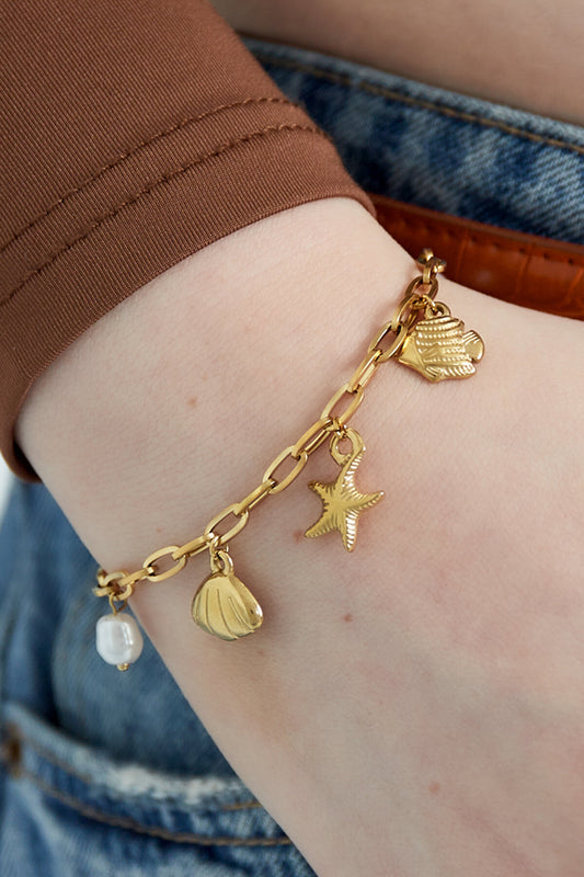 Elegant Charm Bracelet in Silver & Gold Tones