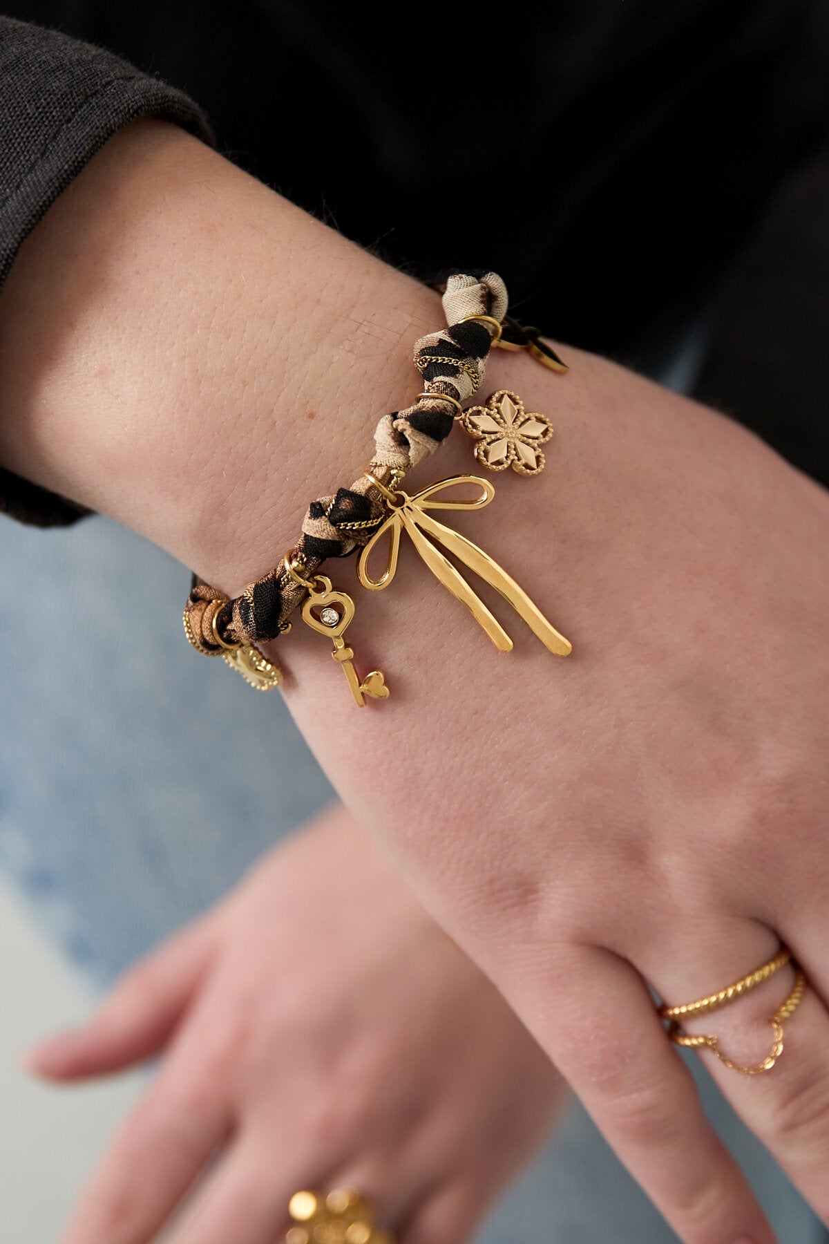Elegant Beige Braided Bracelet in 304S Steel
